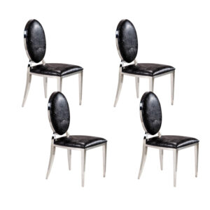 Lot de chaises MEDAILLON en simili cuir croco noir