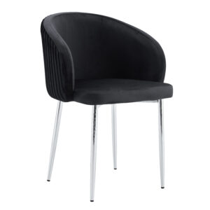 CHAISE AVEC ACCOUDOIR CARLITA NOIR PIED CHROME