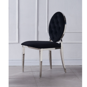CHAISE MEDAILLON CAPITONNE VELOURS NOIR