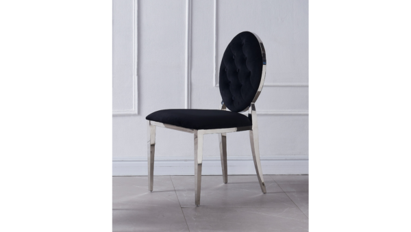 CHAISE MEDAILLON CAPITONNE VELOURS NOIR
