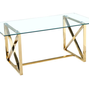 Table à manger KENSY 6 à 8 personnes verre transparent 180x90 cm