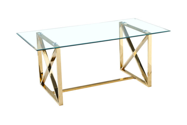 Table à manger KENSY 6 à 8 personnes verre transparent 180x90 cm
