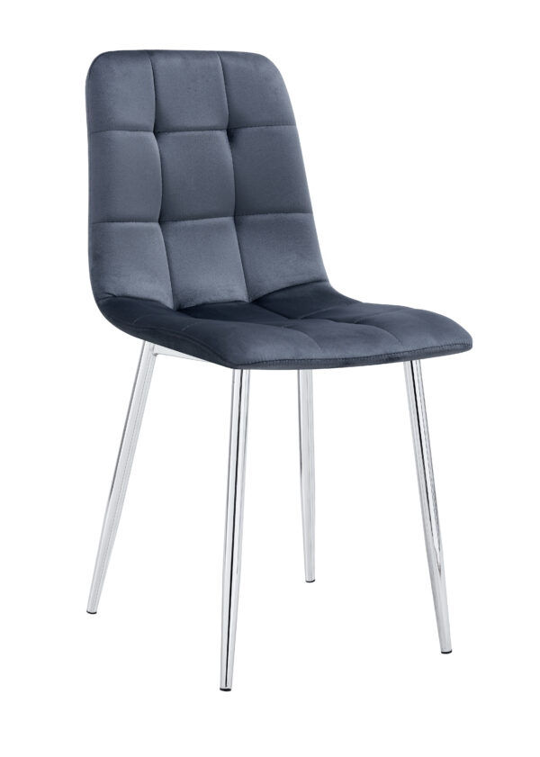 CHAISE ELISA PIED CHROME VELOURS ANTHRACITE