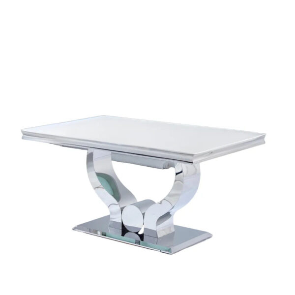 Table à manger TROFY 4 à 6 personnes chrome verre 150x90 cm