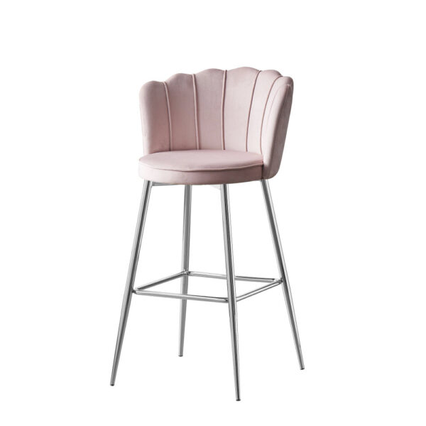 Lot de 2 tabourets de bar NYMPHEA Chrome en velours