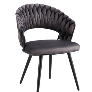 CHAISE CAROLINA PIEDS METAL NOIR  VELOURS ANTHRACITE