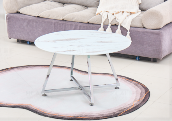 TABLE BASSE HELOISE CHROME MARBRE BLANC 80x45 cm