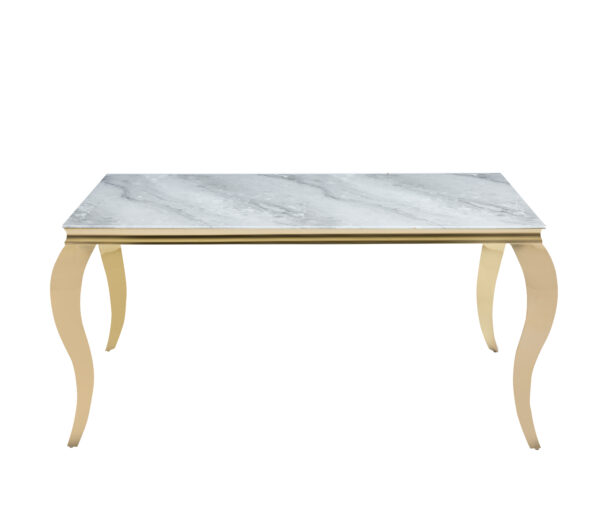TABLE REPAS BAROQUE GOLD MARBRE GREIGE 180X90X75CM