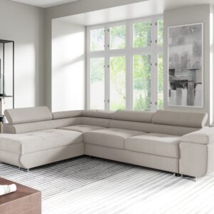 CANAPE TOULOUSE ANGLE CONVERTIBLE GAUCHE BEIGE IMPRIME 275x205c