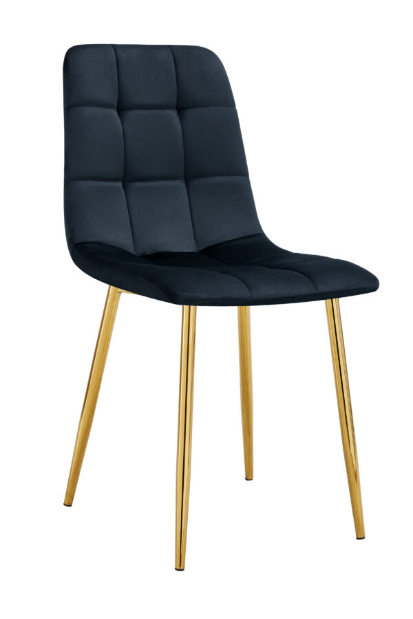 CHAISE ELISA PIED GOLD VELOURS NOIR