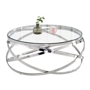 Table Basse EVOL structure chrome et plateau en verre D 100cm