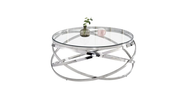 Table Basse EVOL structure chrome et plateau en verre D 100cm