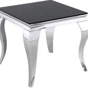 GUERIDON BAROQUE CHROME NOIR 50x50 cm