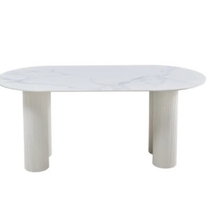 Table VENEZIA plateau céramique marbré blanc L 180 cm