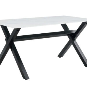 Table à manger IXE métal noir plateau en verre trempé