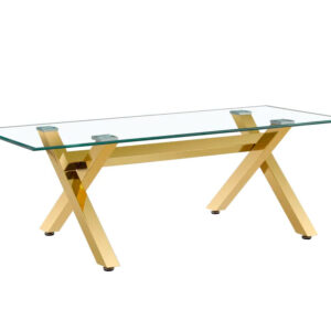 Table à manger IXE gold plateau en verre trempé 150 cm