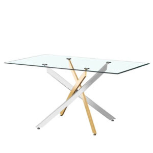 Table à manger JESSICA Gold Chrome transparent