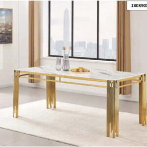 Table à manger FLUTE Gold Plateau en verre