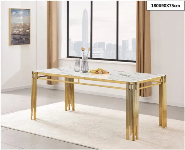 Table à manger FLUTE Gold Plateau en verre