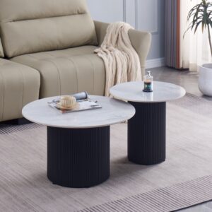 TABLE BASSE GIGOGNE POLPO METAL NOIR PLATEAU CERAMIQUE MARBRE GRIS 70x70x38 + 50x50x45