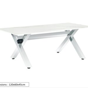 TABLE BASSE IXE CHROME MARBRE BLANC 120x60x45cm