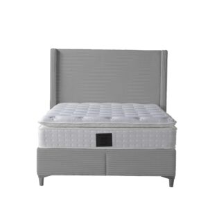 LIT COFFRE VENUS COTELE GRIS 140X190CM