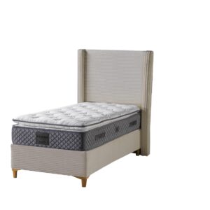 LIT COFFRE VENUS COTELE TAUPE 90X190CM