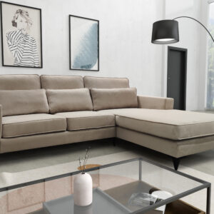 MADRID ANGLE DROIT VELOURS BEIGE 265x200cm