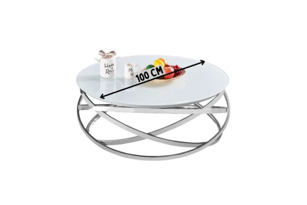 TABLE BASSE EVOL CHROME ULTRA BLANC 100 CM