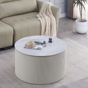 TABLE BASSE VALMY PIEDS BEIGE PLATEAU CERAMIQUE MARBRE GRIS 90X45