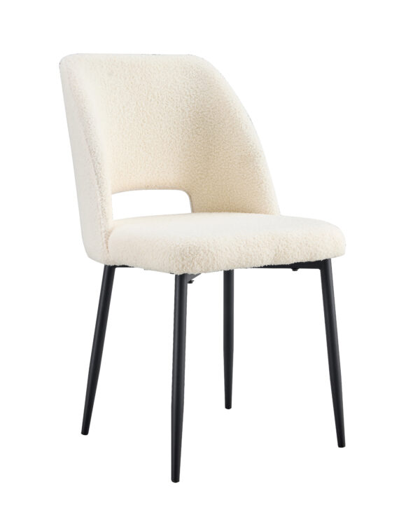 CHAISE AVA PIEDS METAL NOIR DOUDOU BEIGE