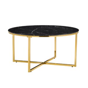 TABLE BASSE LORIE PIED GOLD MARBRE NOIR 90CM
