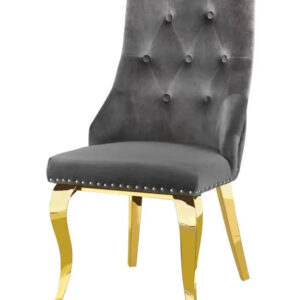 Lot de chaises ANNEAU Capitonnées et Cloutées Gold Velours