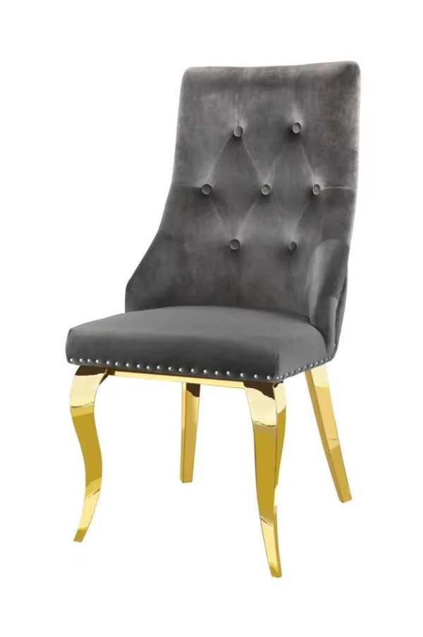 Lot de chaises ANNEAU Capitonnées et Cloutées Gold Velours