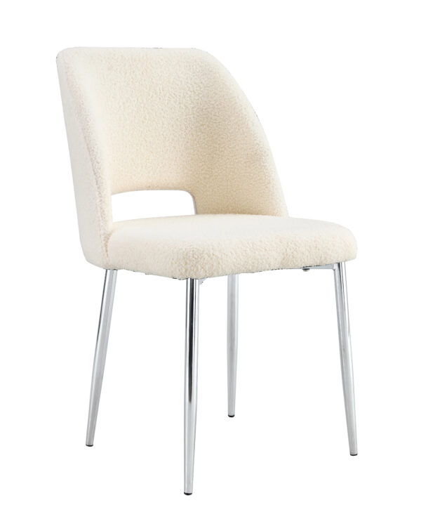 CHAISE AVA PIEDS CHROME DOUDOU BEIGE