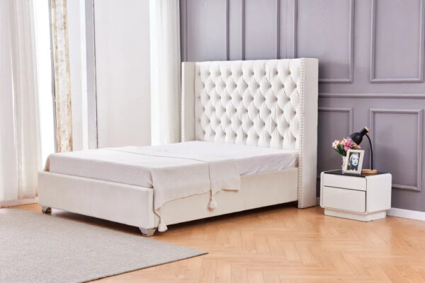 Lit double 180X200 cm PRINCESSE velours sommier inclus