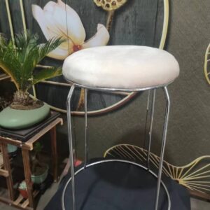 TABOURET VELOURS BEIGE PIED CHROME