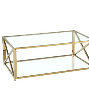 TABLE BASSE KENSY GOLD TRANSPARENT 120x70 cm