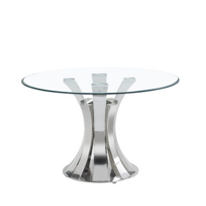 TABLE A MANGER RONDE JUDITH CHROME TRANSPARENT 120CM