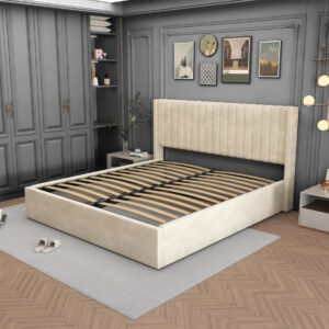 LIT DOUBLE COFFRE CAMILLE EN VELOURS 140X190CM