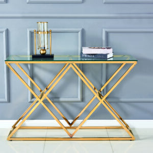 CONSOLE TRIANGLE GOLD TRANSPARENT 120x40 cm