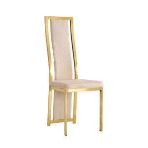 CHAISE DANA GOLD SIMILICUIR BLANC