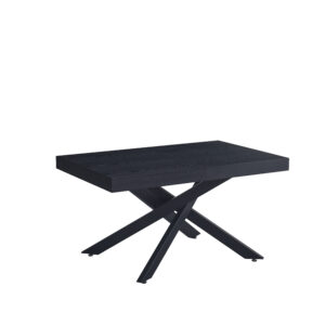 TABLE EXTENSIBLE A RALLONGE BALNI METAL NOIR BOIS NOIR 140/220X90cm