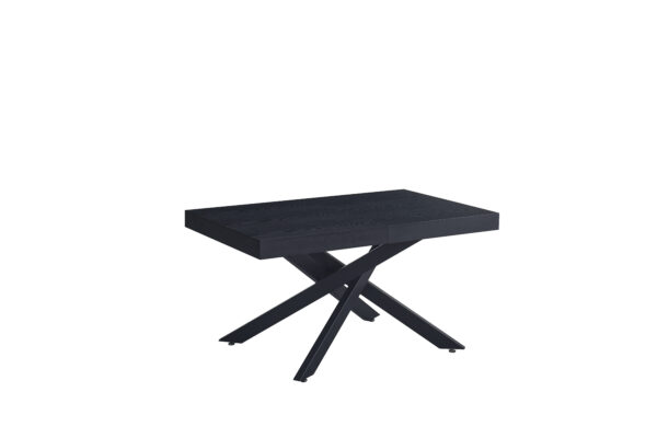 TABLE EXTENSIBLE A RALLONGE BALNI METAL NOIR BOIS NOIR 140/220X90cm