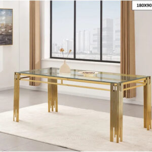 Table à manger FLUTE Gold Plateau en verre