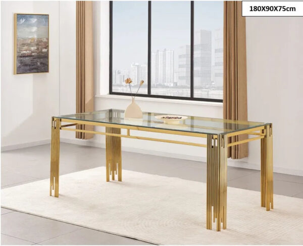 Table à manger FLUTE Gold Plateau en verre
