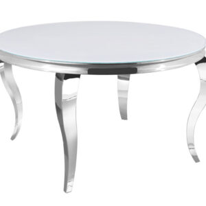 Table à manger ronde BAROQUE chrome  130x75 cm