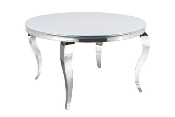 Table à manger ronde BAROQUE chrome  130x75 cm