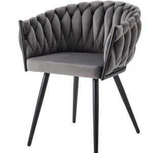 Lot de 2 chaises TRESSEES Velours Pied en métal noir