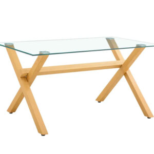 Table à manger IXE en bois XXL plateau transparent 180 cm